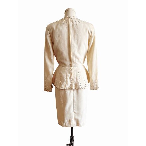 Vintage Victor Costa Dress Ivory Pearls Bridal size Small New with Tags - Picture 3 of 5